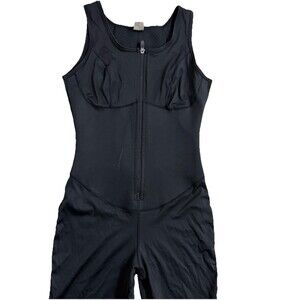 Women’s Black Latex Waist Trainer Shapewear Bodysuit Size M Strong Compression